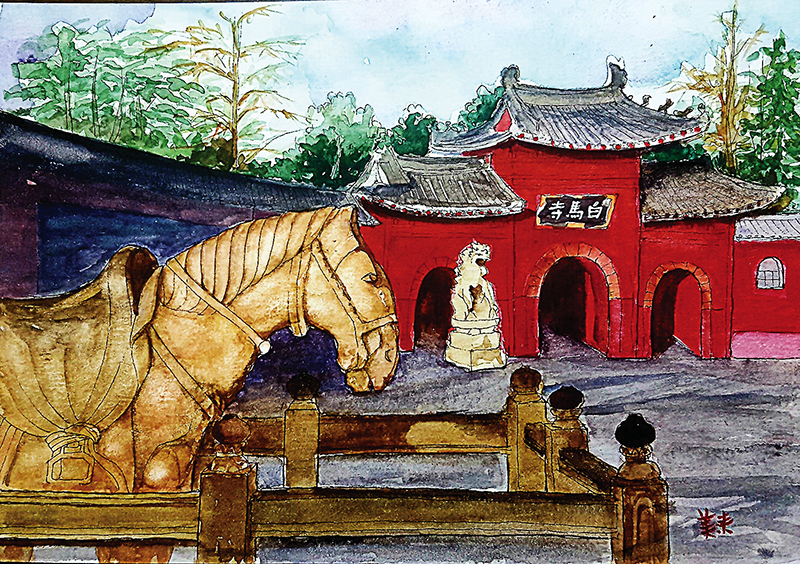 중국 최초의 사찰 백마사. 그림=구미래