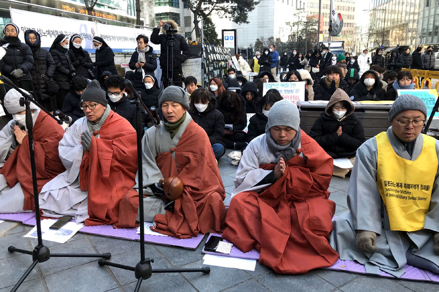 조계종 사회노동위원회 주관으로 2월5일 일본군 성노예제 문제 해결을 위한 1425차 수요시위가 열렸다.