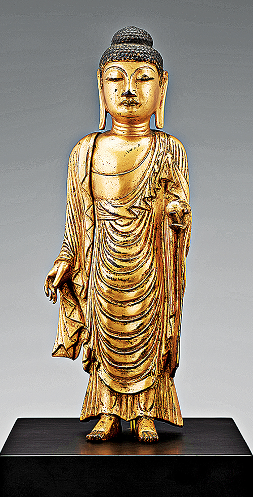 금동약사불입상, 통일신라시대 8세기 중엽, 29.6cm, 국립중앙박물관.