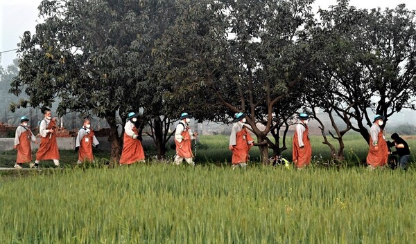 행선하고 있는 순례 대중.