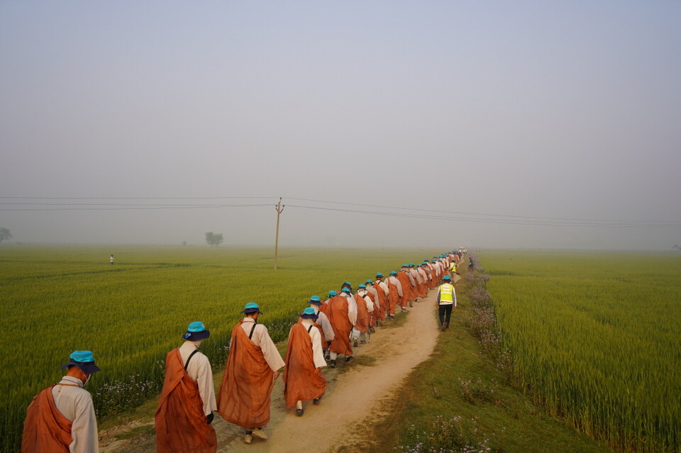 들판을 지나는 순례단
