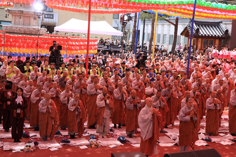 상월결사 인도순례 회향식 모습.