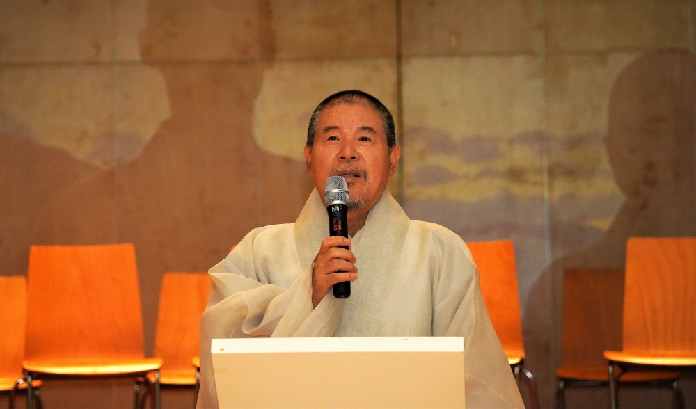 상월결사 회주 자승스님이 워크숍 회향식에서 불교학생회 지원 방안을 발표했다.