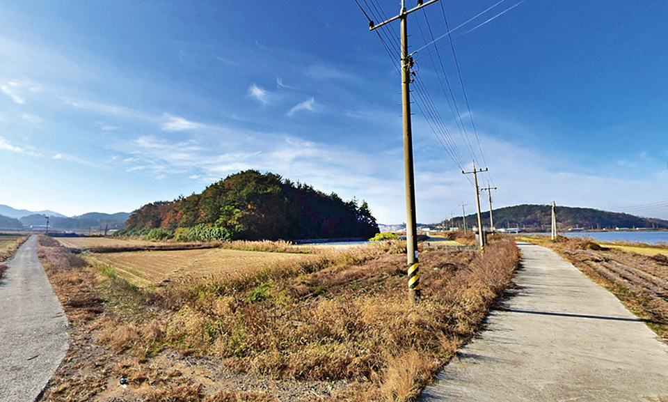 간척으로 인해 주변이 육지가 된 현재 죽도 인근의 모습. 출처=네이버 지도 거리뷰